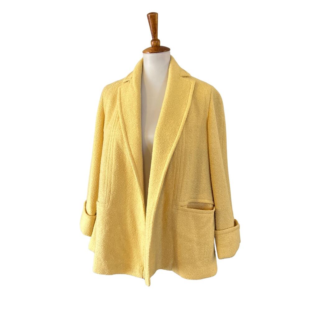 Vintage 1960s Petite Scott Yellow Bouclé Swing Coat